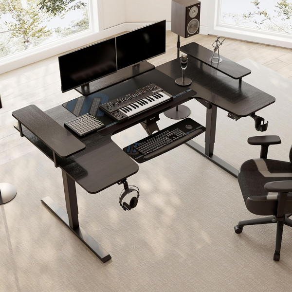 Eureka Ergonomic U-Shaped Standing Desk (74x23) with Accessories Set, Black  